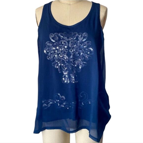 Fenn Wright Manson Blue Silver Graphic Tank Top - Picture 1 of 5